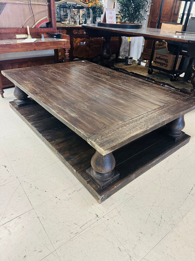 Restoration Hardware Balustrade Wood Coffee Table Orig. $2000(47x70x18)