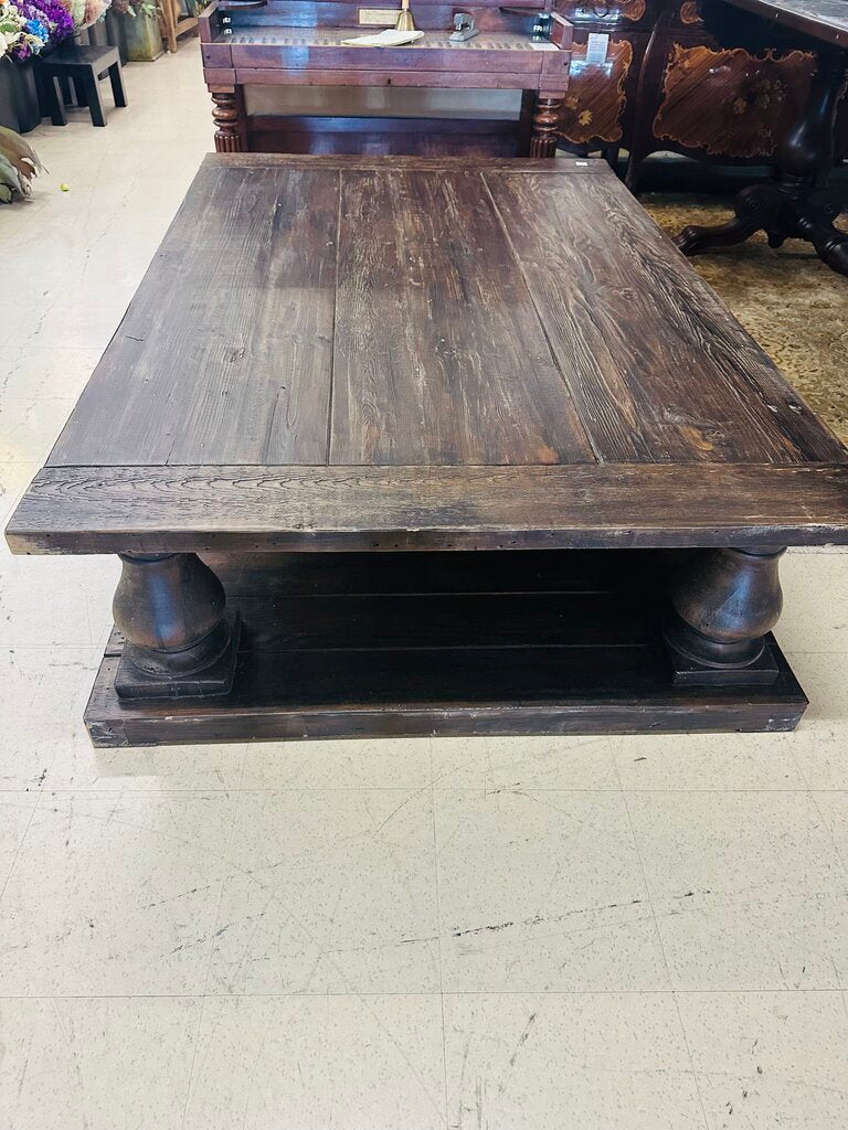Restoration Hardware Balustrade Wood Coffee Table Orig. $2000(47x70x18)