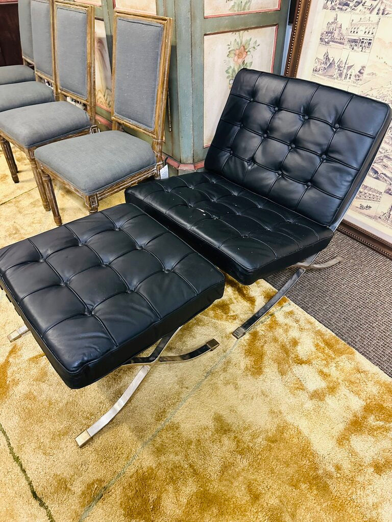 Van Der Rohe Barcelona Style Chair + Ottoman