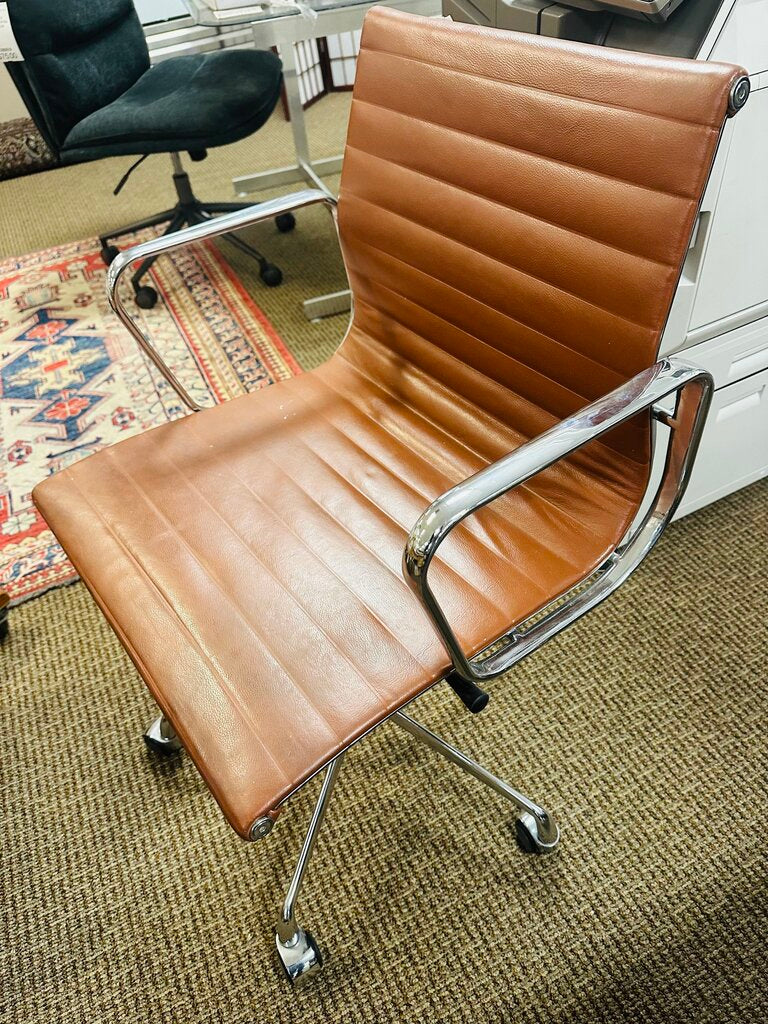 Tobacco Leather & Chrome Office Chair