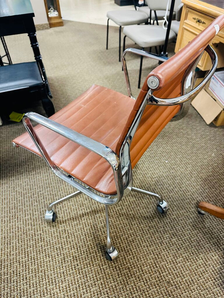 Tobacco Leather & Chrome Office Chair