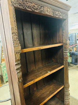 Indonesian Carved Bookcase 40x16x78