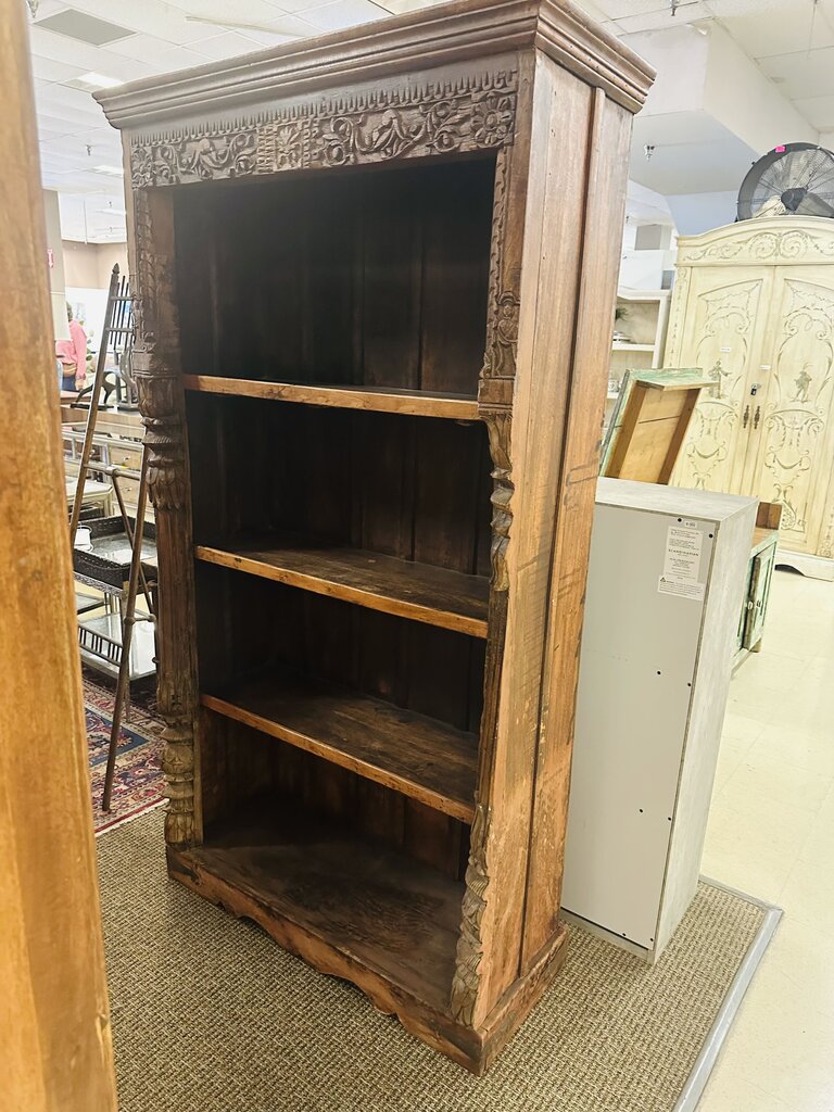 Indonesian Carved Bookcase 40x16x78