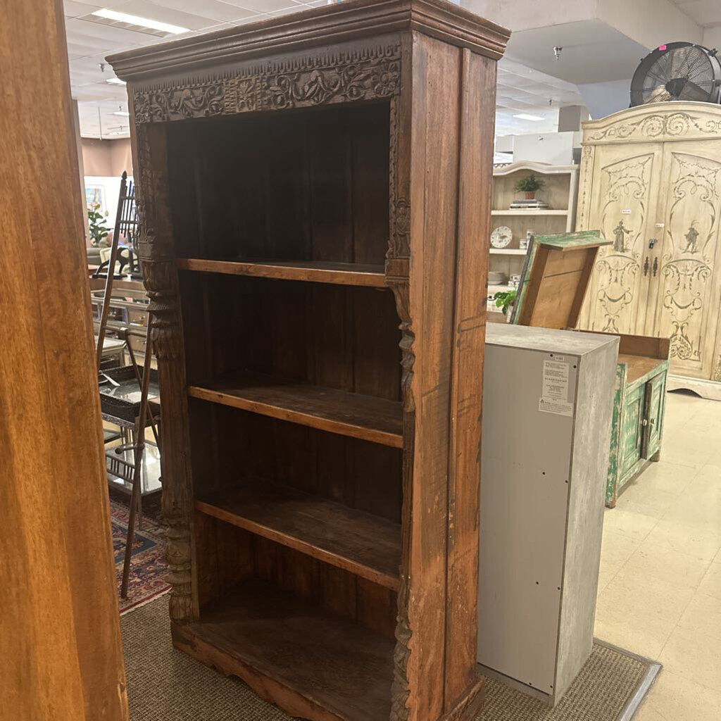 Indonesian Carved Bookcase 40x16x78
