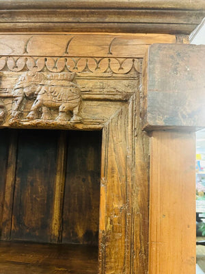 Indonesian Elephant Carved Bookcase 54x15x81