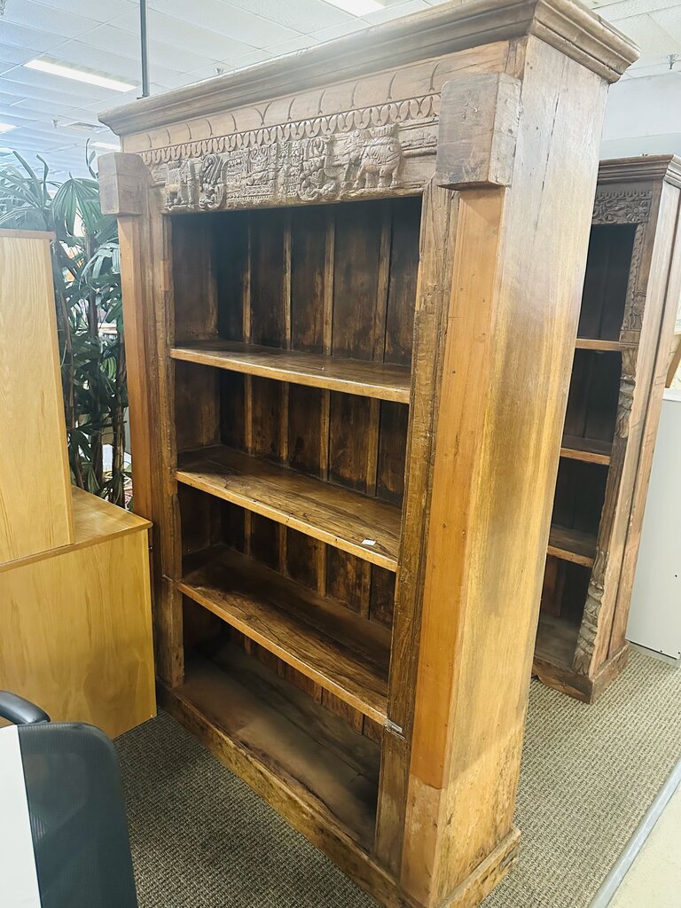 Indonesian Elephant Carved Bookcase 54x15x81
