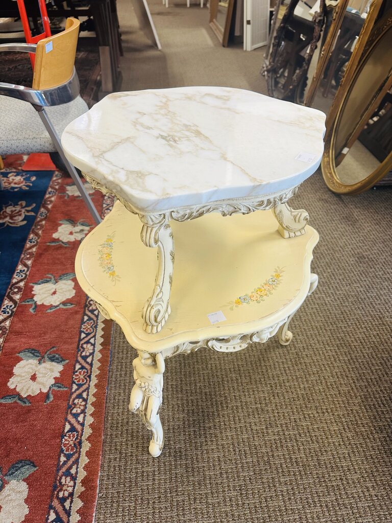 Italian Baroque Style Marble Top Stand 20x29