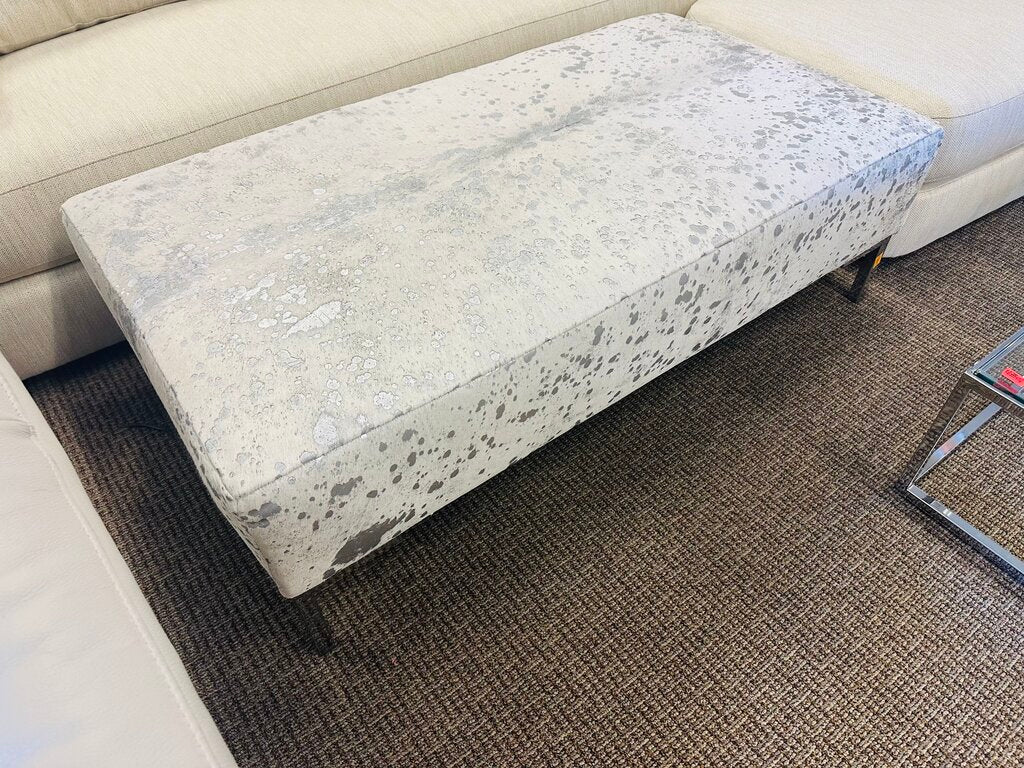Genuine Cowhide & Steel Bench Ottoman 28x15x17