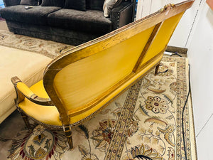 19th C. French Louis XVI Style Carved Gilded Settee 63" W.