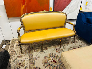 19th C. French Louis XVI Style Carved Gilded Settee 63" W.