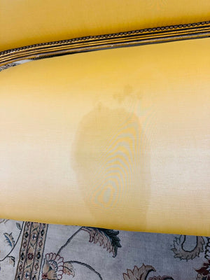 19th C. French Louis XVI Style Carved Gilded Settee 63" W.