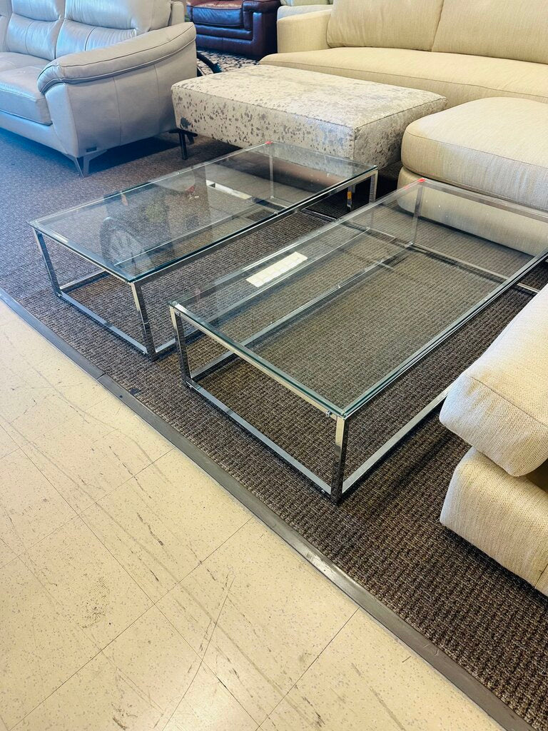 Glass & Chrome Coffee Table 48x24x12