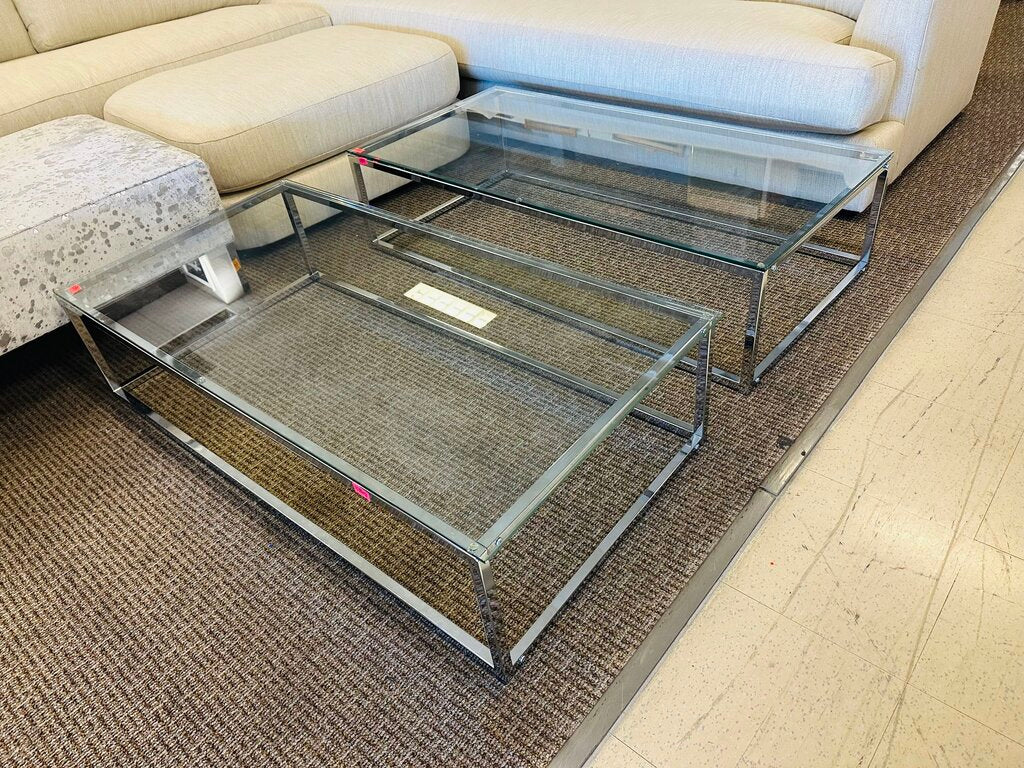 Glass & Chrome Coffee Table 48x24x12