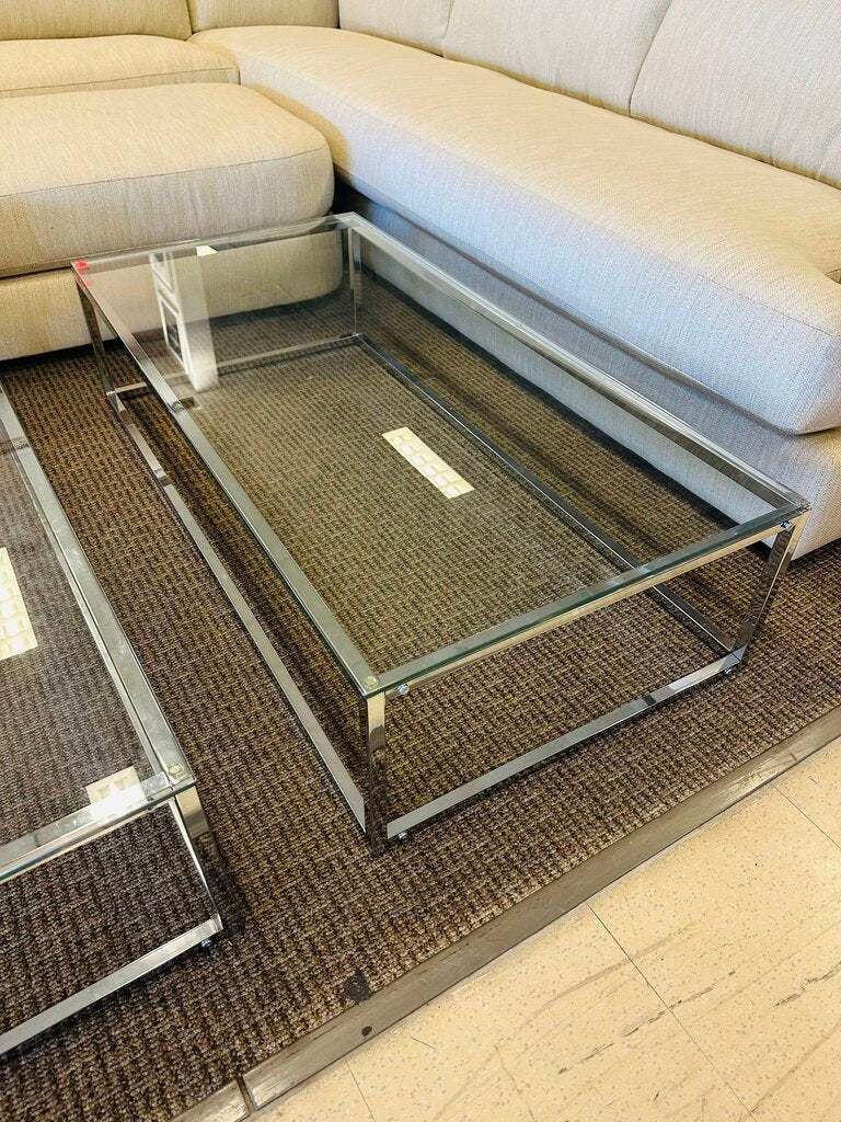 Glass & Chrome Coffee Table 48x24x12