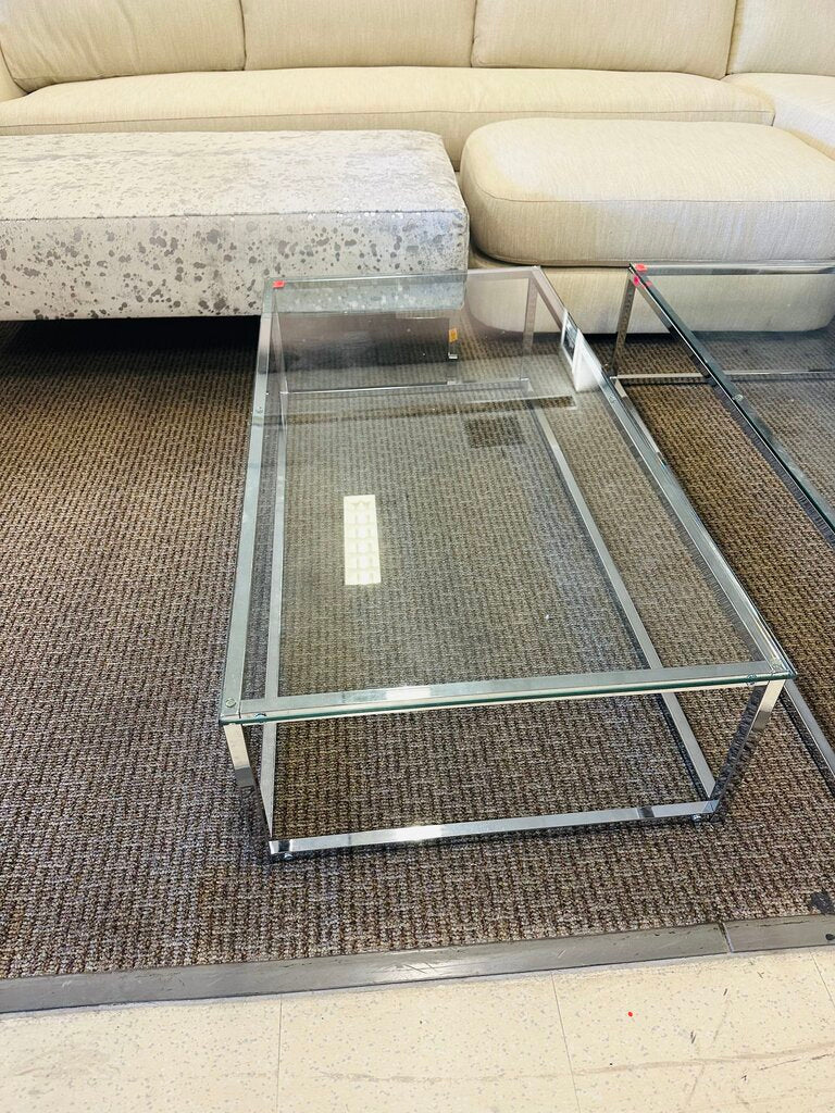 Glass & Chrome Coffee Table 48x24x12