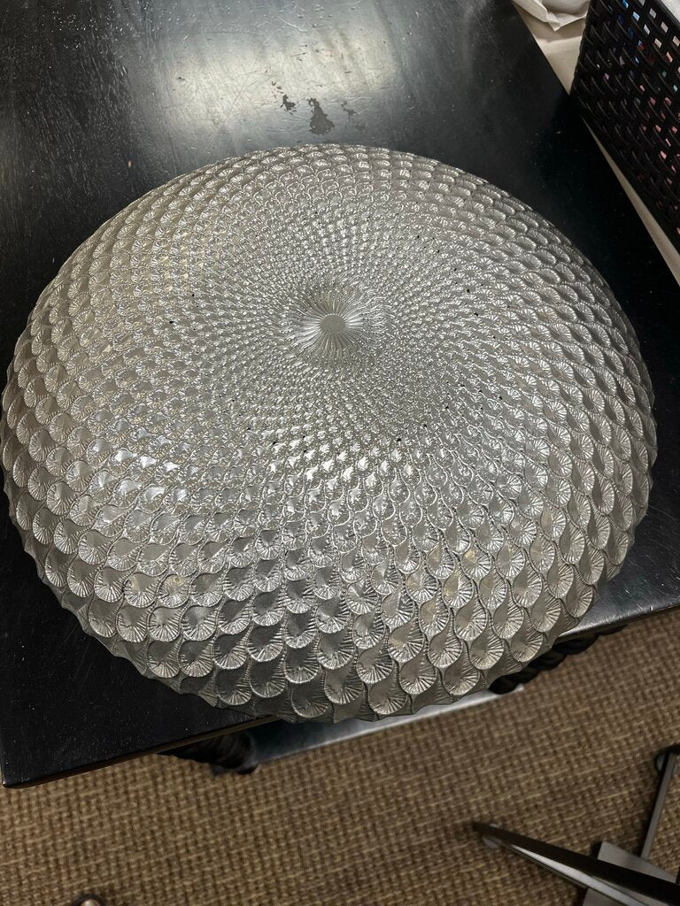 Green Gold & Silver Peacock Istanbul Glass Dish 15.5