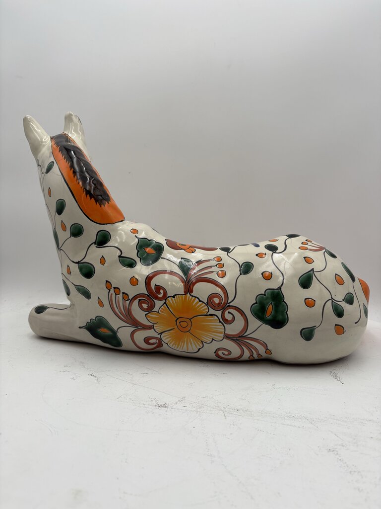 Mexican Majolica Talavera Pottery Colorful White Horse Statute