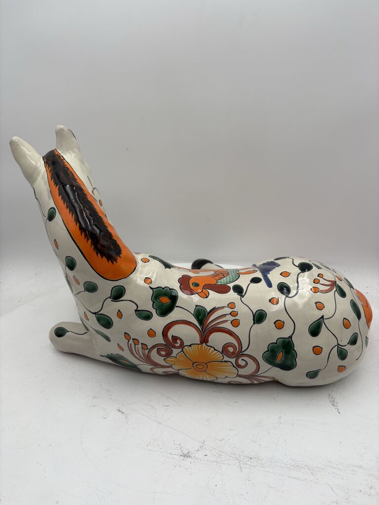 Mexican Majolica Talavera Pottery Colorful White Horse Statute
