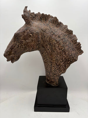 Uttermost Brown Resin Cast Sculptural Horse Head on Back Base 22.25"