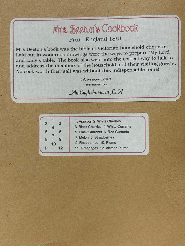 Mrs. Beeton's Cookery Book "Fruit" 1861 Replica Print