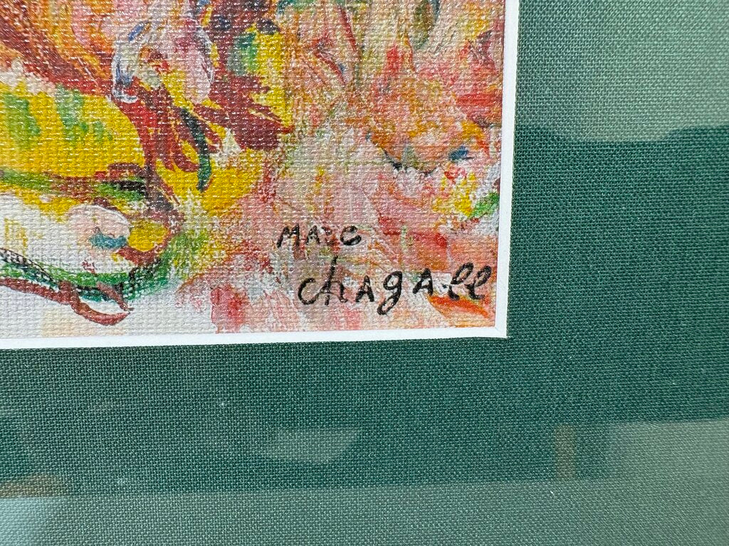 Marc Chagall Serigraph Print The Violinist Clown & Red Horse 1971