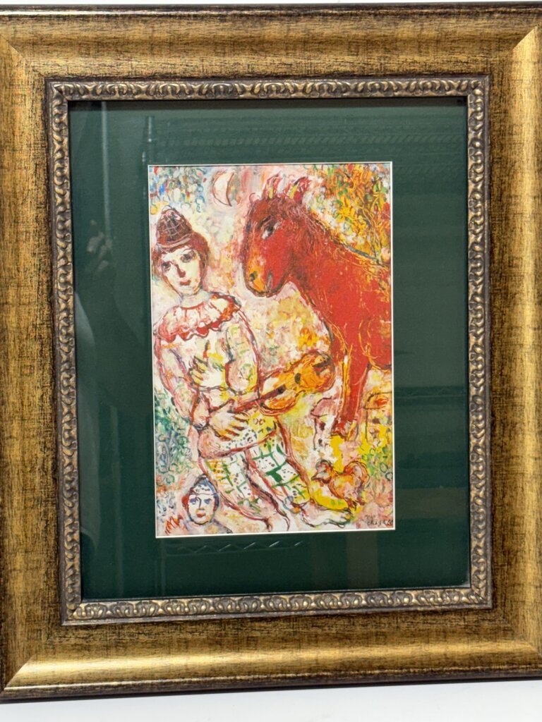 Marc Chagall Serigraph Print The Violinist Clown & Red Horse 1971