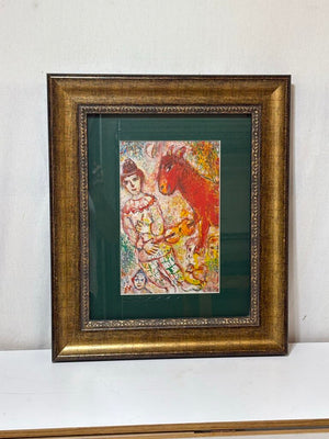 Marc Chagall Serigraph Print The Violinist Clown & Red Horse 1971
