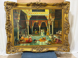 Filippo Baratti "The Introduction after the Bath" Orientalist Style Giclee Print in Neo Classical Frame