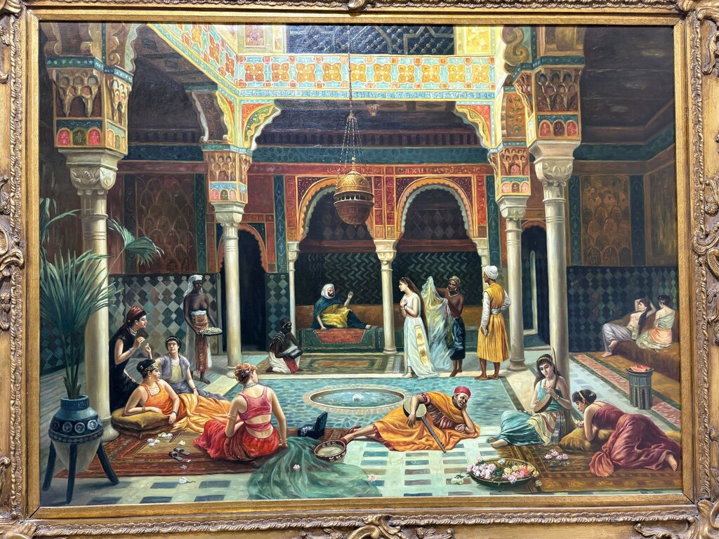 Filippo Baratti "The Introduction after the Bath" Orientalist Style Giclee Print in Neo Classical Frame