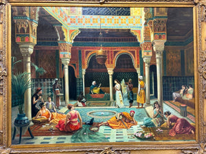 Filippo Baratti "The Introduction after the Bath" Orientalist Style Giclee Print in Neo Classical Frame