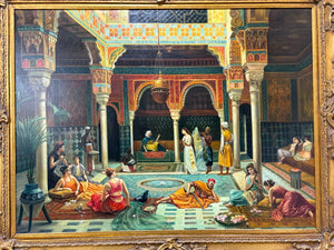 Filippo Baratti "The Introduction after the Bath" Orientalist Style Giclee Print in Neo Classical Frame
