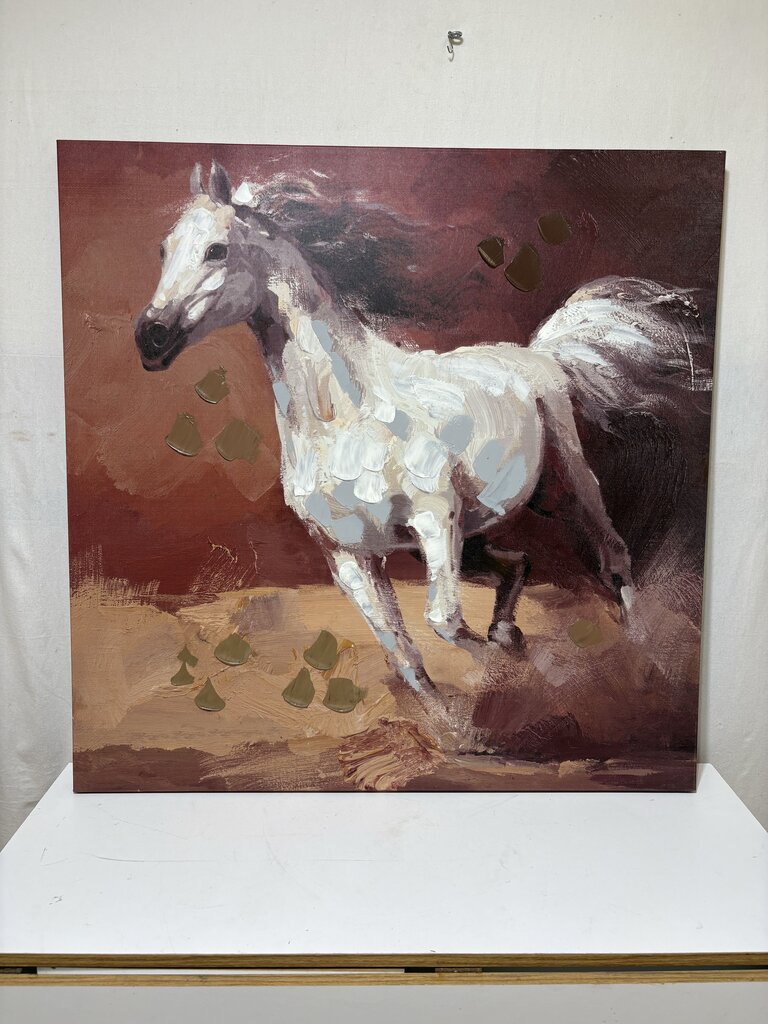 Canvas Decorative Art Running Wild Horse Giclee Hand Accented Print