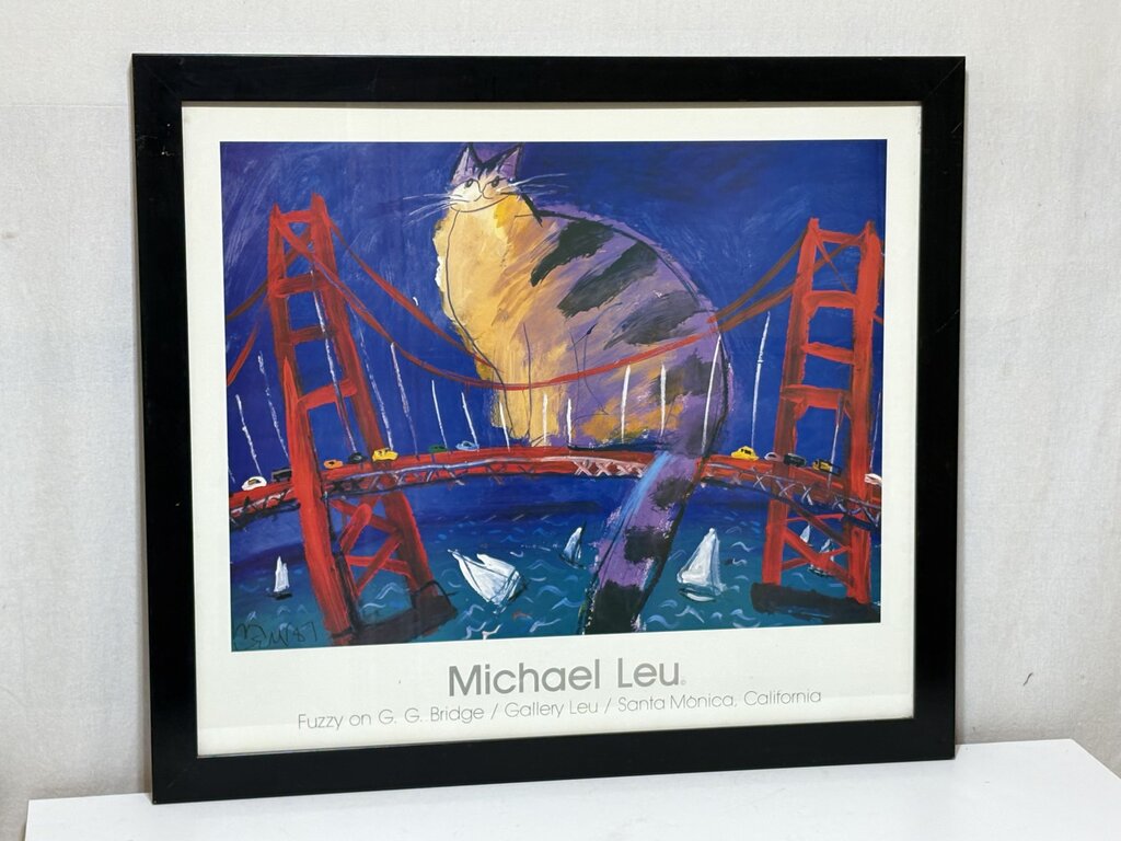Michael Leu "Fuzzy on G. G. Bridge" Gallery Promotional Serigraph 1987