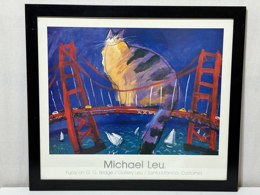 Michael Leu "Fuzzy on G. G. Bridge" Gallery Promotional Serigraph 1987