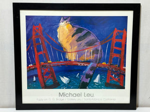 Michael Leu "Fuzzy on G. G. Bridge" Gallery Promotional Serigraph 1987