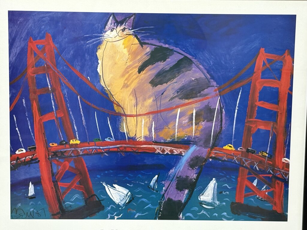 Michael Leu "Fuzzy on G. G. Bridge" Gallery Promotional Serigraph 1987