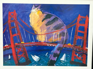 Michael Leu "Fuzzy on G. G. Bridge" Gallery Promotional Serigraph 1987