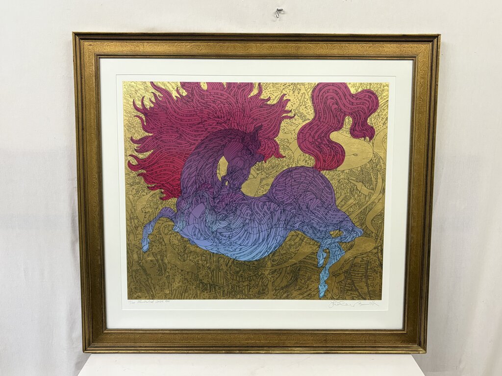 Guillaume Azoulay "The Illustrated Horse" 06' #155/200 Signed Gold Leaf Serigraph