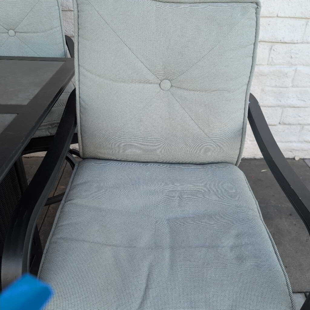 Hightop Slate Topped Patio Table & 4 Chairs w/Cushions