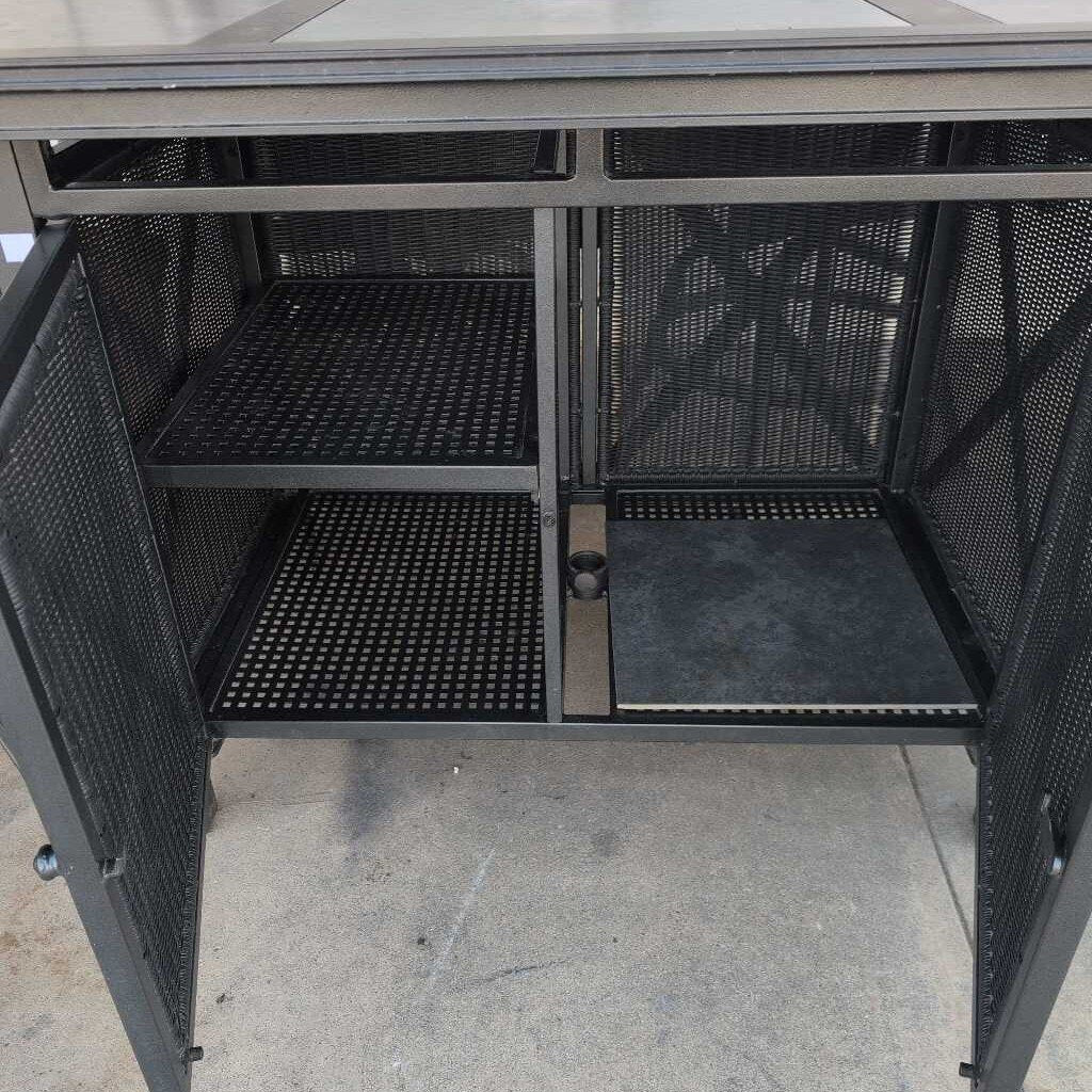 Hightop Slate Topped Patio Table & 4 Chairs w/Cushions