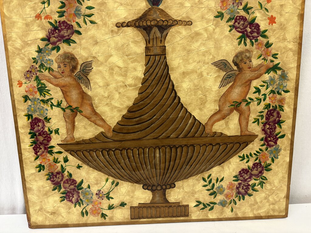 Maitland Smith Neo Classical Baroque Inspired Urn & Cherub Wall Panel 60"