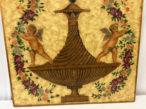 Maitland Smith Neo Classical Baroque Inspired Urn & Cherub Wall Panel 60"