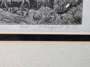 Christopher Chase Mini Watercolor Landscape Signed