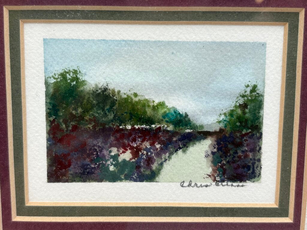 Christopher Chase Mini Watercolor Landscape Signed