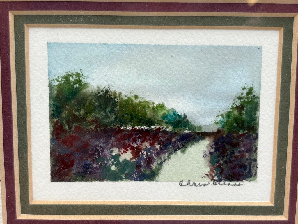 Christopher Chase Mini Watercolor Landscape Signed