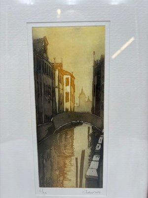 Paolo Baruffaldi aka Cadore #4/44 2003 " Venezia rio Ognissanti" Colored Etching