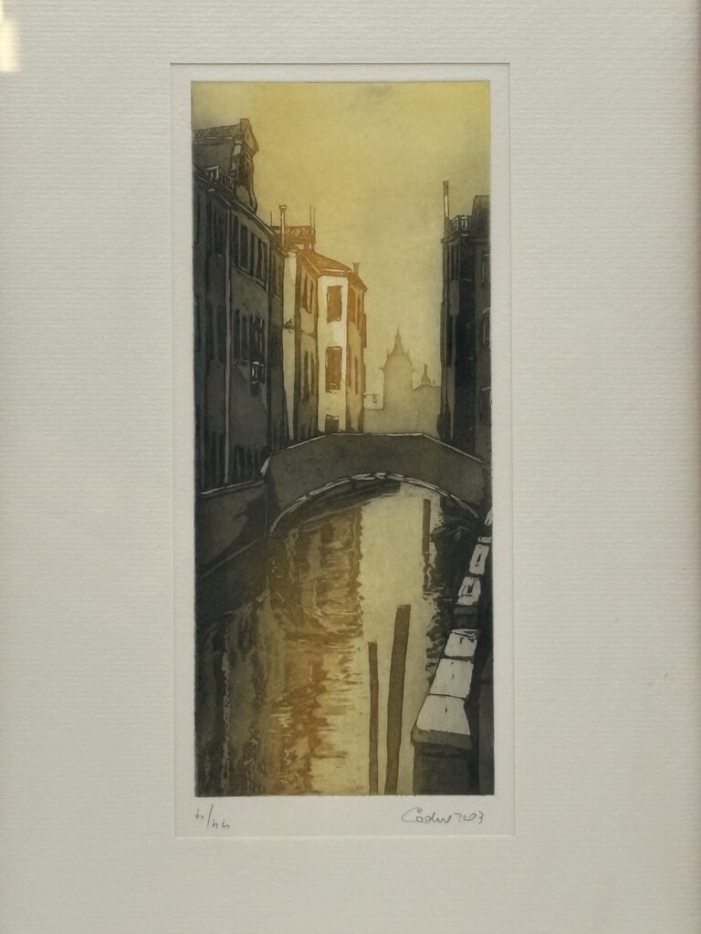 Paolo Baruffaldi aka Cadore #4/44 2003 " Venezia rio Ognissanti" Colored Etching