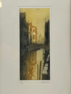 Paolo Baruffaldi aka Cadore #4/44 2003 " Venezia rio Ognissanti" Colored Etching