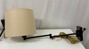 Bronze Finish Linen Barrel Shade Swing Arm Wall Sconce w/Plug (PAIR)