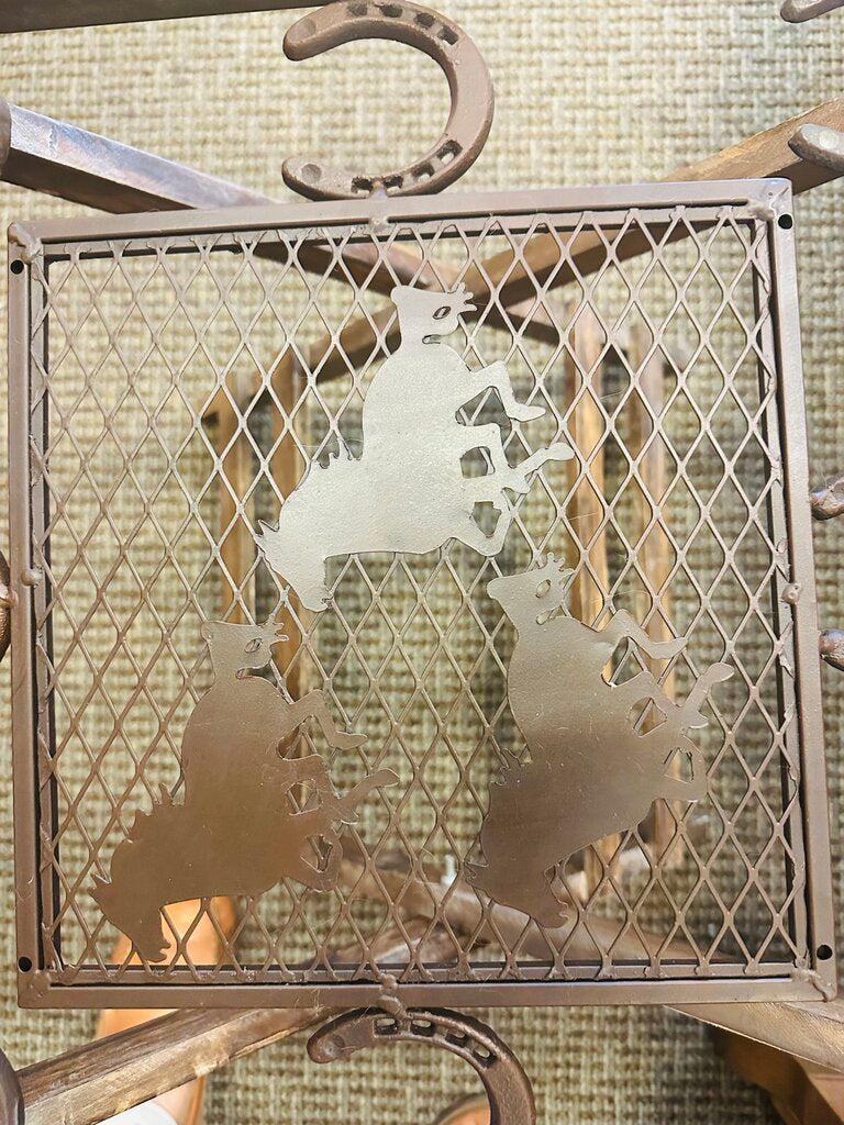 Rustic Horseshoe Glass Top Side Table 18x18x18